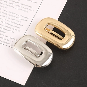 Set of minimalist gold and silver oval hollow geometric metal hair clips for women