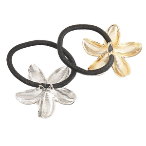 Elegant Metal Flower Hair Tie French Style Elastic Hair Rope Alloy Floral Headband Seamless Hair Accessories For Women