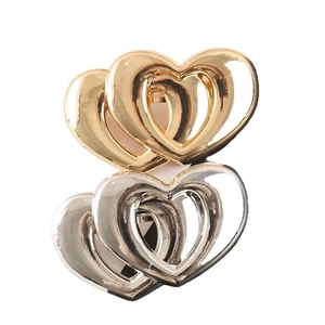 Barrette à Cheveux Douce en Alliage à Double Cœur Creux Or Argent Électroplaqué Clip à Ressort Accessoire Cheveux Femme