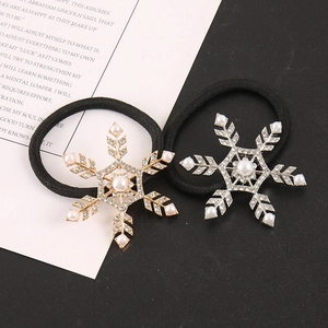 Vintage snowflake hair ties with pearls and rhinestones in gold and silver finish