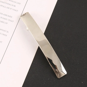 Minimalist silver rectangular metal hair clip with a polished mirror finish for women