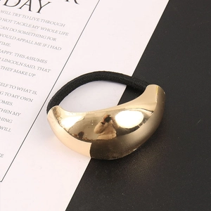 Minimalistischer goldener Metall-Haargummi mit hochelastischem schwarzem Gummiband