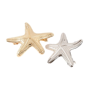 Fermaglio per Capelli a Stella Marina in Lega Metallica Trama a Perline per Donna Accessori Capelli Mare Oro Argento