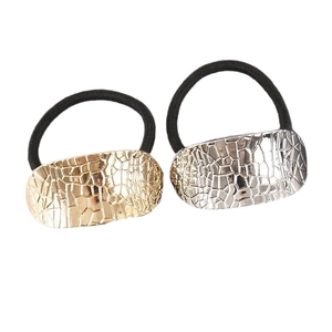 Élastique à Cheveux avec Plaque Métallique à Texture Géométrique Femmes Or Argent Alliage Électroplaqué Accessoire Cheveux