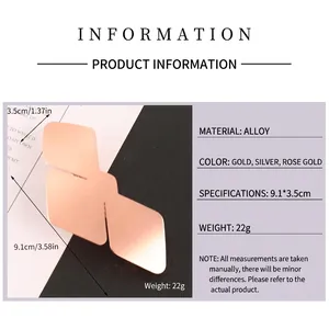 Modern geometric bird shaped alloy hair clip in elegant rose gold finish 9.1x3.5cm