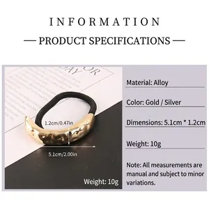 Irregular textured gold crescent metal hair tie for women with high elasticity band