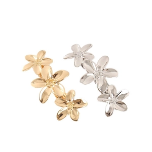 Barrette à Cheveux Élégante en Métal à Triple Fleur Alliage Floral Pince à Cheveux Finition Miroir Or Argent Bijou de Tête Femme