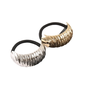Minimalist Alloy Textured Hair Tie Irregular Metal Ponytail Holder Elastic Hair Rope For Women Daily Fashion Accessories