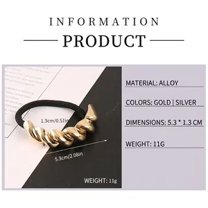 Goldener Spiral-Haargummi mit schwarzem Gummiband, stilvoller Haarschmuck für Pferdeschwanz
