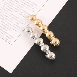 Barrettes minimalistes à boules métalliques en or et argent avec finition polie miroir