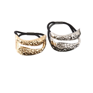 Elastici per capelli in metallo martellato oro e argento per code di cavallo