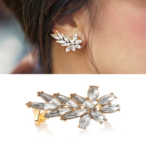 Orecchini a Bottone in Lega di Cristallo a Foglia Con Perno in Titanio Oro Argento Strass Orecchini per Donna Gioielli