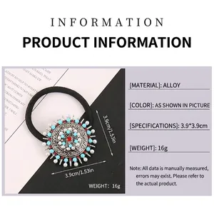 Élastique à cheveux bohème vintage en alliage avec perles turquoise et motif étoile