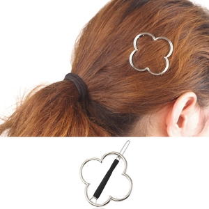 Pince à Cheveux Trèfle Creux en Alliage Minimaliste pour Femmes Exquise Clip Latéral Géométrique Or Argent Accessoires