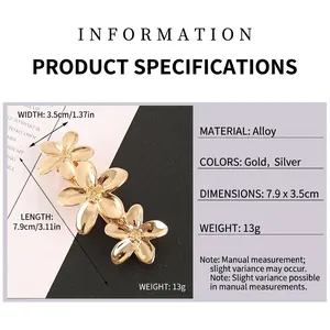 Pince à cheveux fleurie géométrique dorée avec perles et design entrelacé