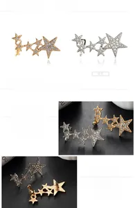 Macro detail of star-shaped earrings featuring polished alloy finish and sparkling crystals