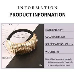 Minimalist irregular alloy hair tie in gold and silver finish with high elasticity band