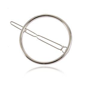 Pince à cheveux circulaire minimaliste en métal argenté avec grand anneau pour femme