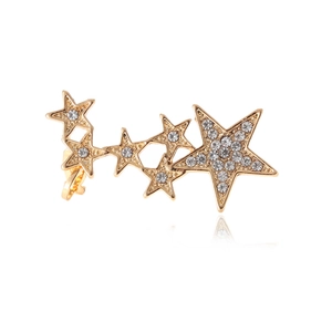 Star-themed gold plated crawler earrings with sparkling crystal rhinestones for women