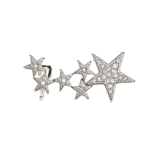 Sparkling star-shaped silver ear cuff set with rhinestones for women jewelry