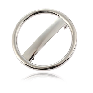Fermaglio per capelli minimalista tondo in metallo argento con finitura lucida