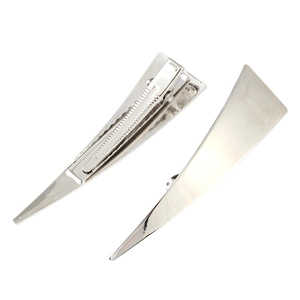 Polished silver triangle hair clip set with metallic finish and non-slip duckbill grip