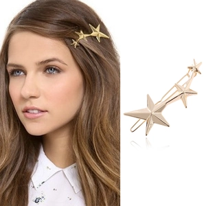 Fashion Alloy Triple Star Hair Clip Gold Silver Electroplated Star Shape Side Clip For Women Wedding Party Hair Jewelry