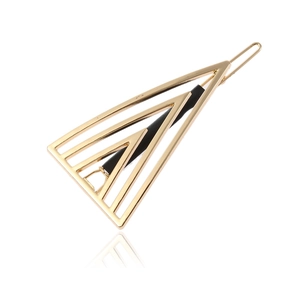 Minimalist gold and black geometric triangle hair clip with a sleek metal alloy finish