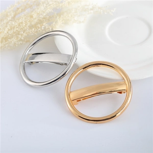 Fermagli per capelli circolari minimalisti in metallo color oro e argento per donna