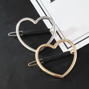 Lot de barrettes à cheveux minimalistes en forme de cœur creux en métal doré et argenté