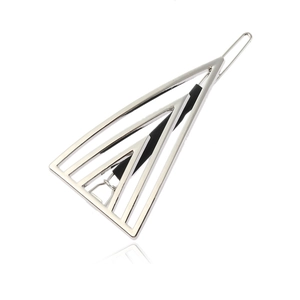 Minimalist silver geometric layered triangle hair clip with a modern metallic finish
