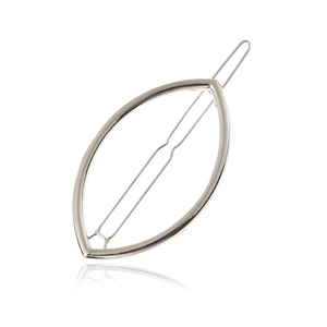 Fermaglio per capelli minimalista argento traforato marquise con finitura metallica