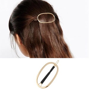 Pince à Cheveux Ovale Géométrique Minimaliste en Alliage Lisse Poli Clip Latéral en Métal Élégant pour Femmes Accessoires Cheveux Mode