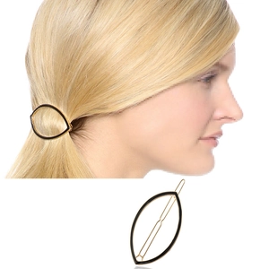 Vintage Marquise Leaf Shape Hollow Alloy Hair Clip Gold Plated Black White Enamel Side Clip For Women Elegant Hair Accessories