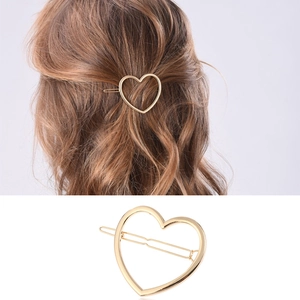 Pince à Cheveux Cœur Ajouré en Alliage Minimaliste Doux Géométrique Or Argent Pince Latérale Accessoires Cheveux Femme Bijoux