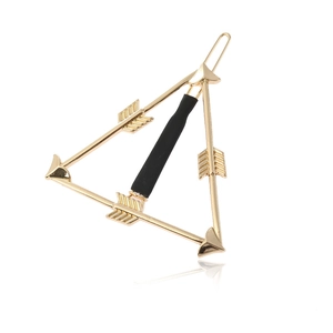 Creative golden bow arrow hair clip with hollow geometric design for women