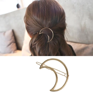 Pince à Cheveux en Métal Forme Lune Creuse Géométrique Minimaliste Alliage Or Argent Épingle à Cheveux Femme Accessoires