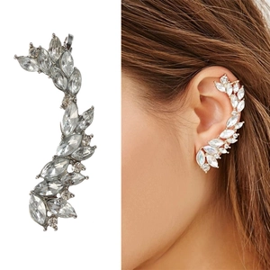 Orecchini Ear Climber Foglia Cristallo Marquise Lega Strass Vite Ear Cuff Gioielli Placcati Oro Argento Moda Statement