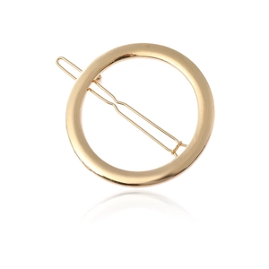 Minimalist round golden zinc alloy hair clip with smooth metallic finish and elegant design