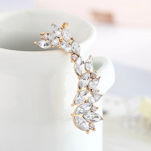 Elegante ear climber con cristalli taglio marquise e tondo in finitura dorata donna