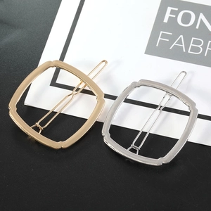 Barrettes à cheveux géométriques minimalistes en métal poli doré et argenté, forme rectangle