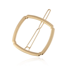 Barrette à cheveux carrée minimaliste en métal doré mat avec cadre géométrique