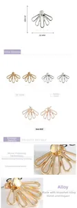 Detail view of 24mm hollow lotus stud earrings in gold, silver, and rose gold finishes