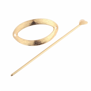 Ensemble pique à cheveux minimaliste en alliage doré avec texture métal brossé