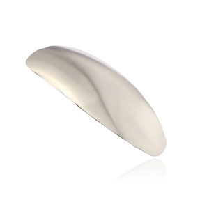 Minimalist glossy champagne gold curved metal hair clip with a smooth reflective finish