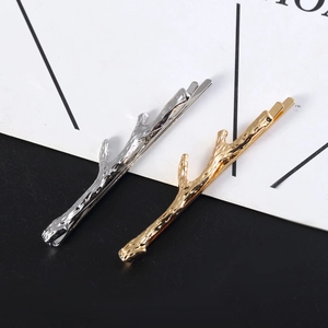 Minimalist branch twig hair clips in gold and silver finish for women hair styling