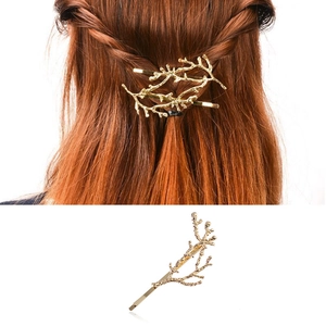 Fashion Metal Branch Shape Bobby Pin For Women Minimalist Alloy Tree Branch Hair Clip Gold Silver Plated Elegant Hair Accessories