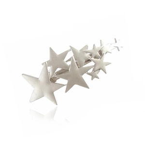Sleek silver metal star hair clip featuring multiple stacked stars with matte finish