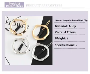Detailed view of 4-piece set of irregular geometric alloy hair clips in gold and silver