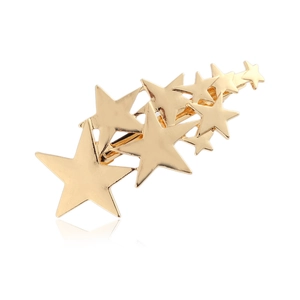 Polished gold metallic star cluster hair clip featuring layered five-pointed stars